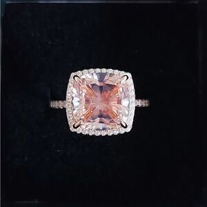 18K Rose Gold Plated Pink Morganite Ring